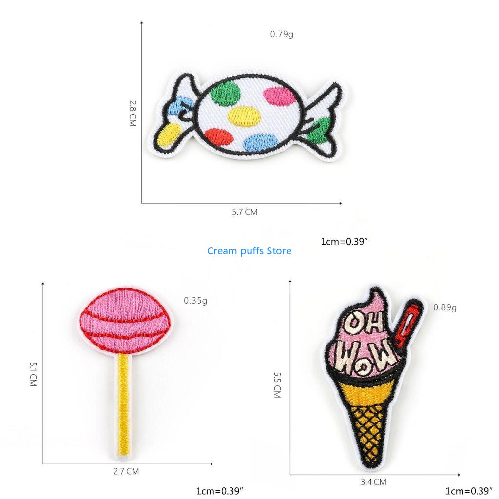 Embroidery Cream - 50le 20pcs 만화 롤리팝 아이스크림 패치