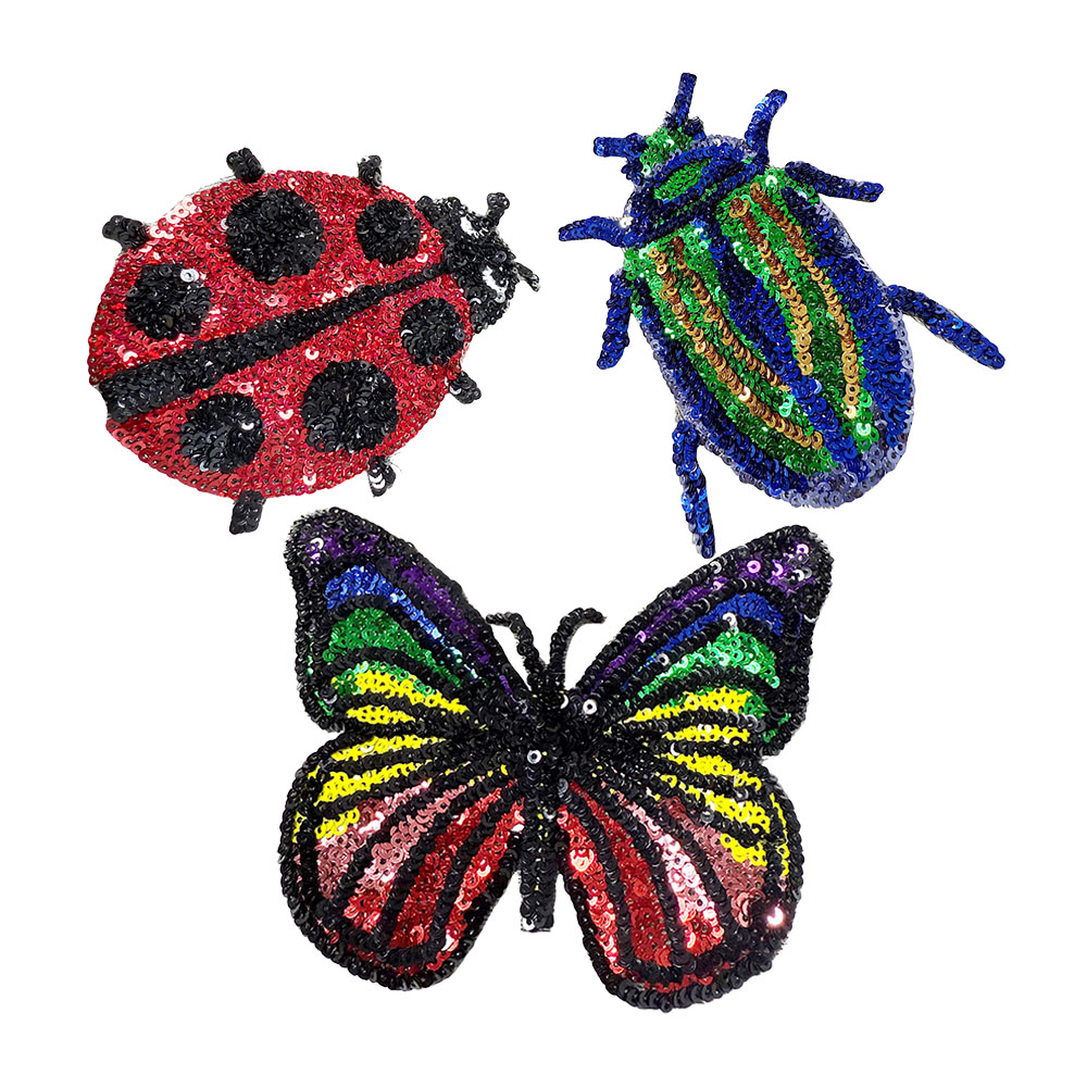 Embroidery Lady Bug - 원피스 무당벌레 나비 스팽글 자수 패치,