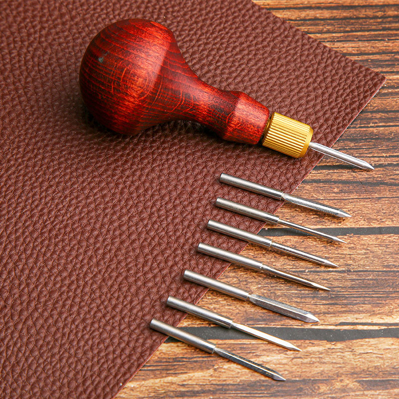 Punch Needle Handle - DIY 가죽 펀치 송곳 나무 손잡이