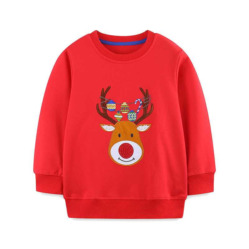 Embroidery Xmas Designs - 어린이를위한 크리스마스 스웨터 소년 소녀 100%