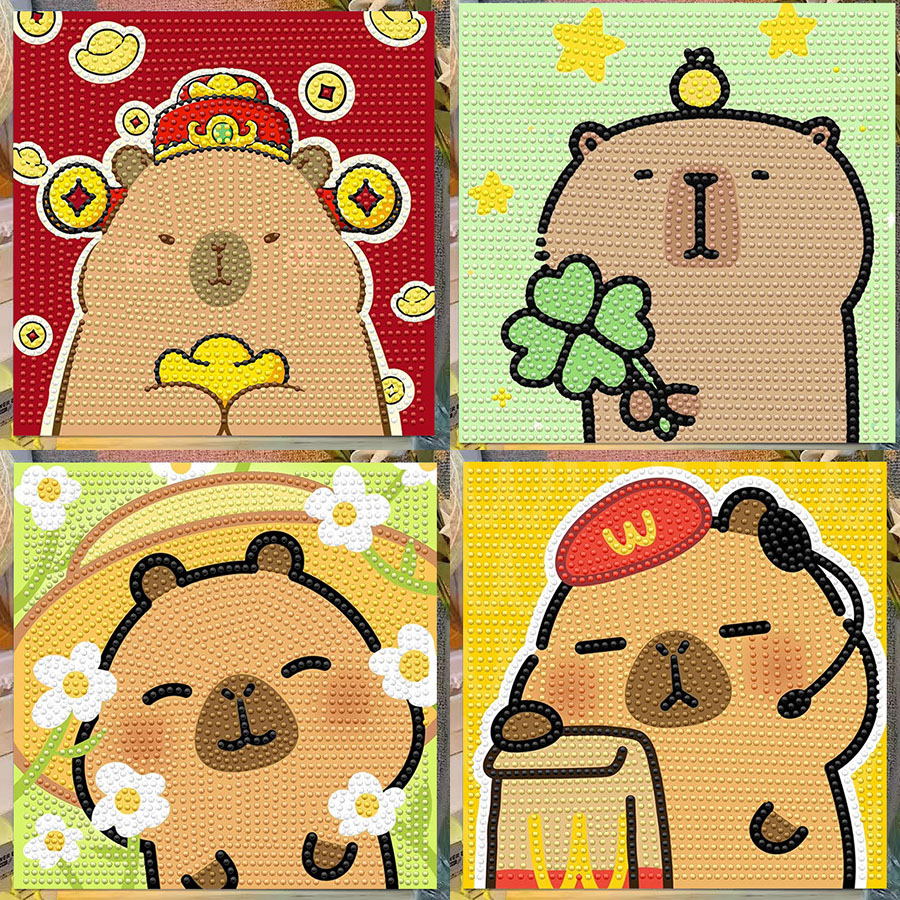 Embroidery Painting - 만화 카피바라 크리스탈 다이아몬드 장식 그림