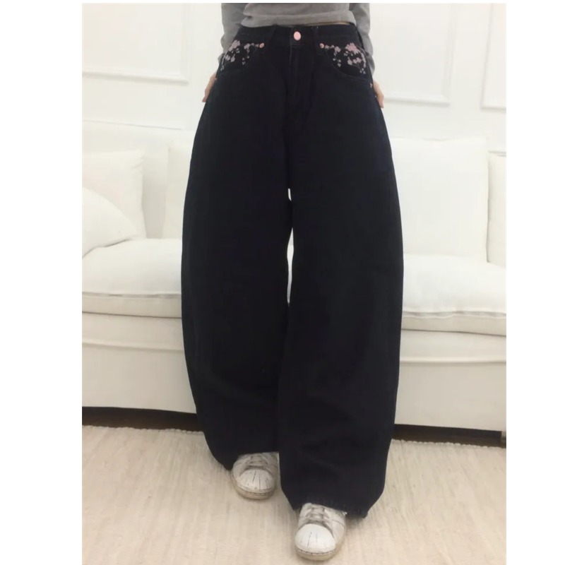 사쿠라 자수 루즈 스카이스 진 캐주얼 하이웨이스트 스트 - Embroidery Jeans Sakura 리뷰 및 가격