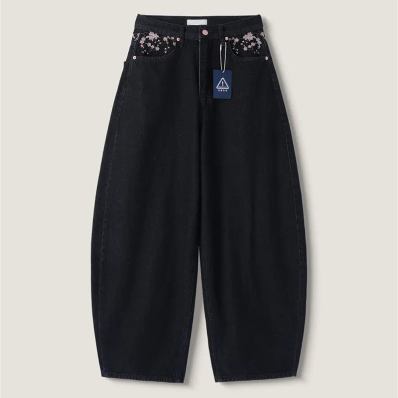 사쿠라 자수 루즈 스카이스 진 캐주얼 하이웨이스트 스트 - Embroidery Jeans Sakura 리뷰 및 가격