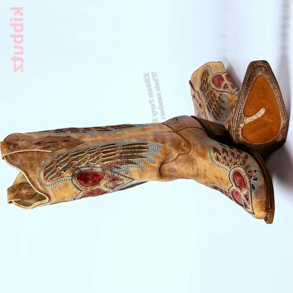 자수 장식 카우보이 웨스턴 부츠 무릎 높이 빈티지 라이 - Embroidery Yes 리뷰 및 가격