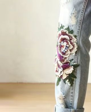 여성용 우아한 꽃 자수 청바지 보호 스타일 루즈핏 하렘 - Embroidery Effect 리뷰 및 가격
