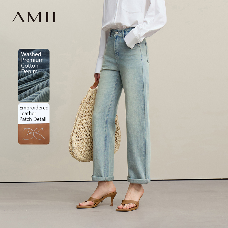 Amii 여성용 청바지 2026 여름 신상 미드 로우라 - Embroidery Effect 리뷰 및 가격