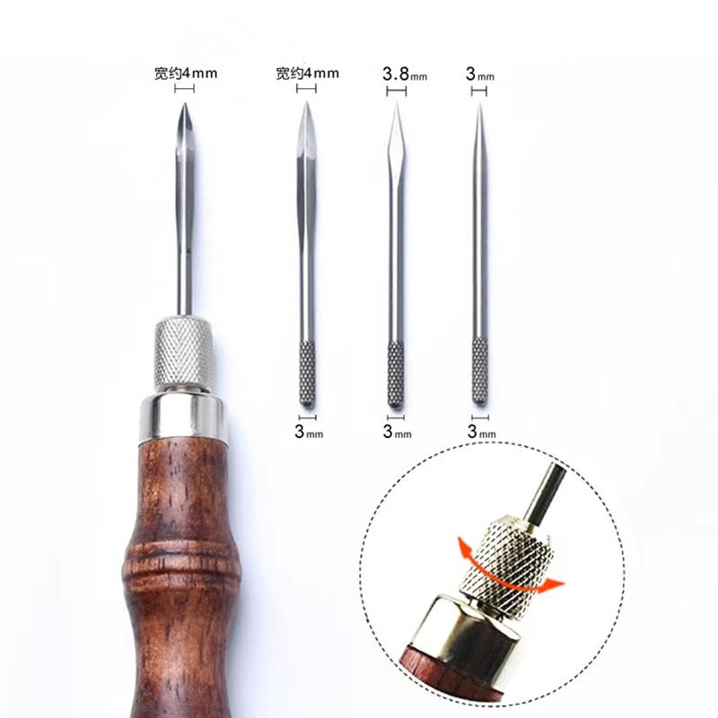 나무 손잡이가 있는 4-in-1 가죽 펀치 세트 - 구 - Punch Needle Handle 리뷰 및 가격
