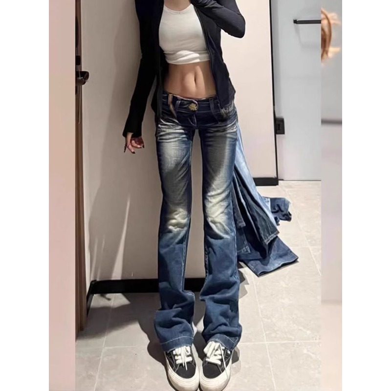여름 Y2K 패션 레트로 펑크 로우 허리 캐주얼 자수  - Embroidery Jeans Sakura 리뷰 및 가격