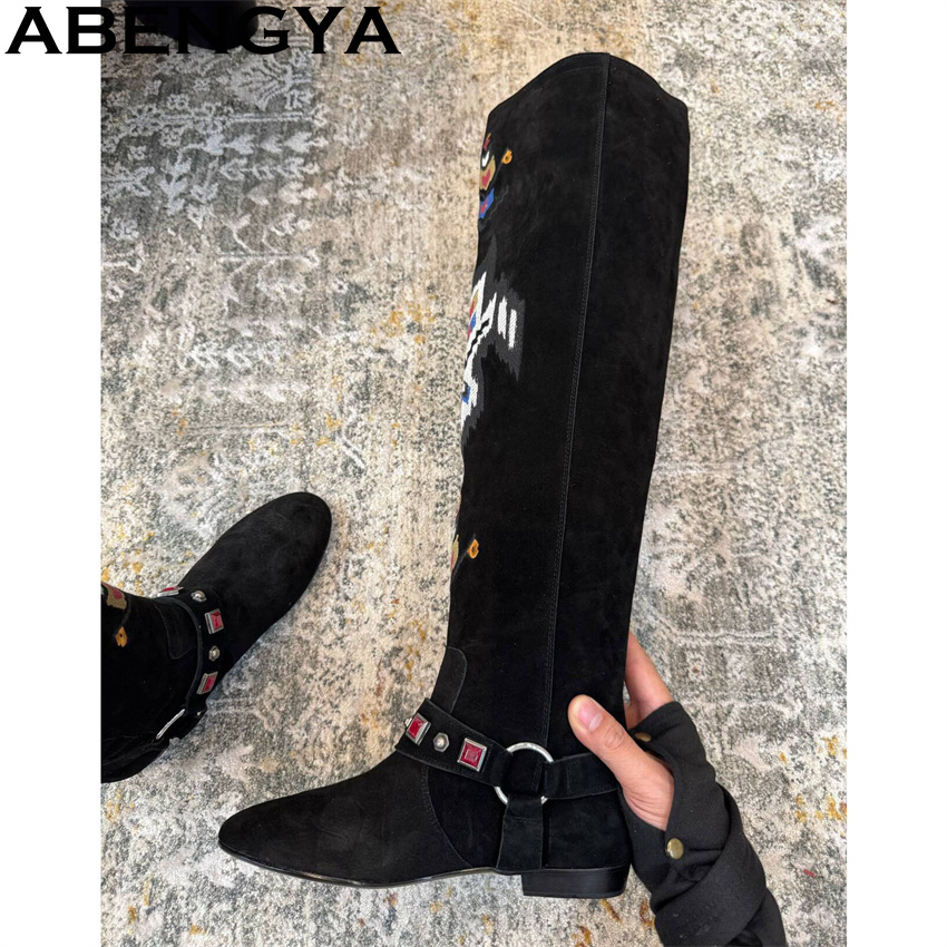 ABENGYA 2026 겨울 새로운 무릎 높은 부츠 여 - Embroidery Yes 리뷰 및 가격