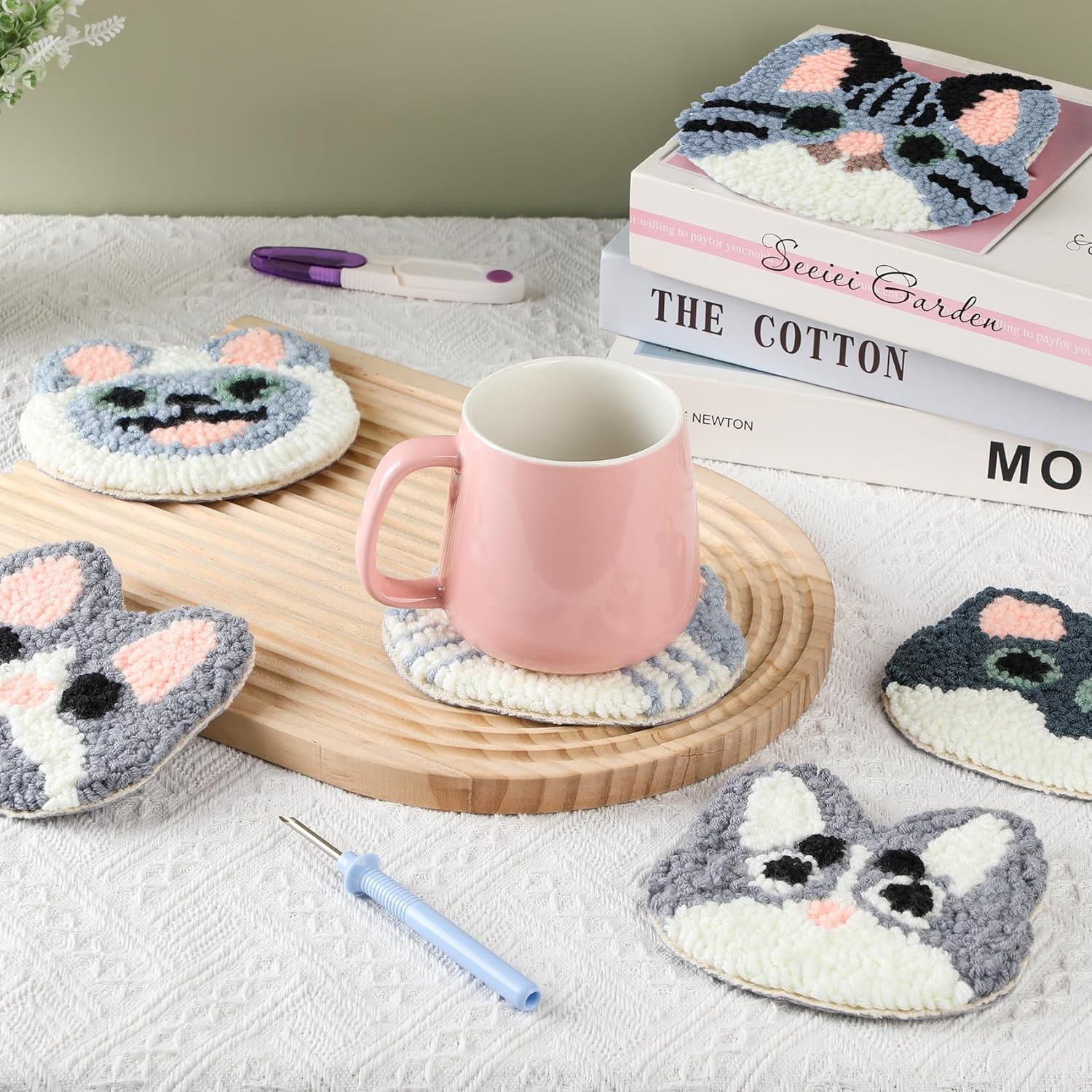 6PCS 세트 펀치 니들 코스터 키트 과일 패턴 원사  - Punch Needle Handle 리뷰 및 가격