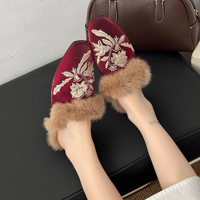대형 여성용 하프 슬리퍼 겨울 신상 논슬립 플러시 소프 - Embroidery Yes 리뷰 및 가격