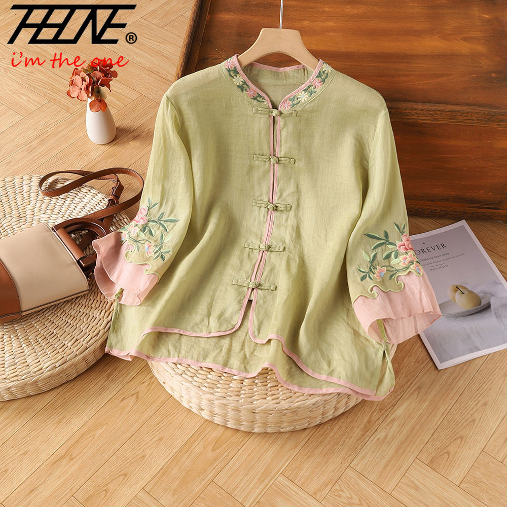 THHONE 자수 블라우스 셔츠 여성 의류 하프 슬리브 - Embroidery Baju 리뷰 및 가격