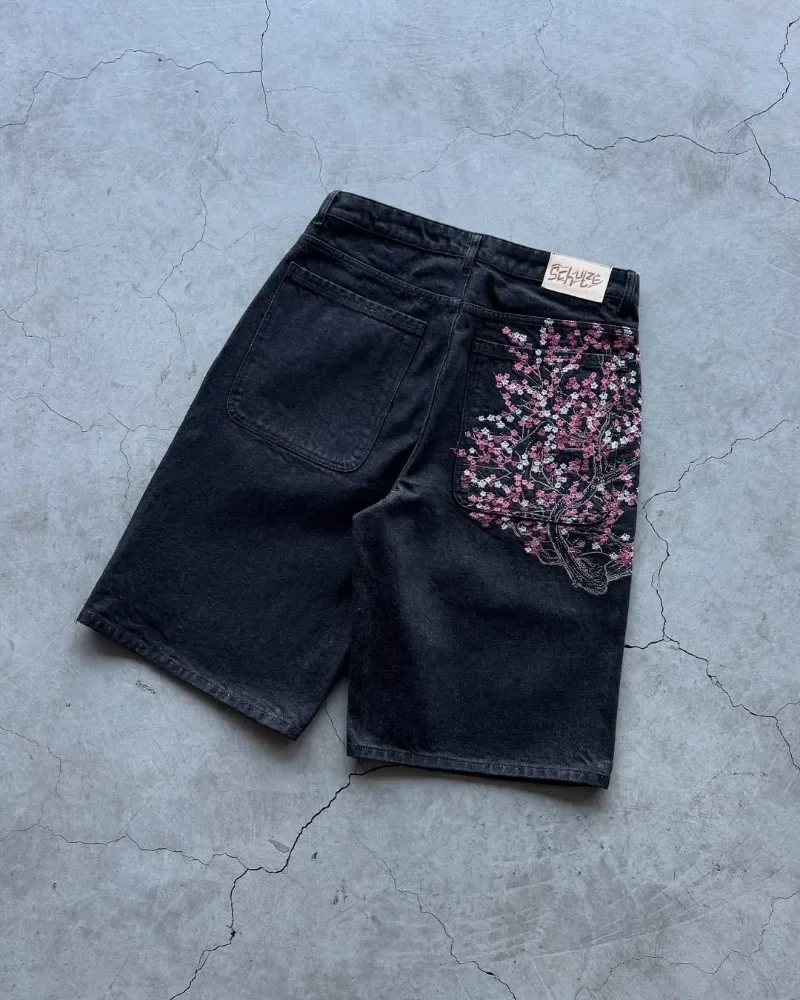사쿠라 포켓 자수 패션 캐주얼 남녀 워싱 진 레트로 힙 - Embroidery Jeans Sakura 리뷰 및 가격
