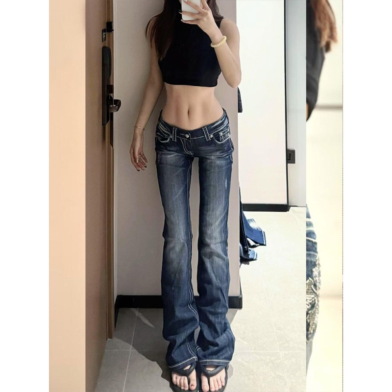 여성 Y2K 고딕 자수 핫 다이아몬드 데님 팬츠 하라주 - Embroidery Jeans Sakura 리뷰 및 가격