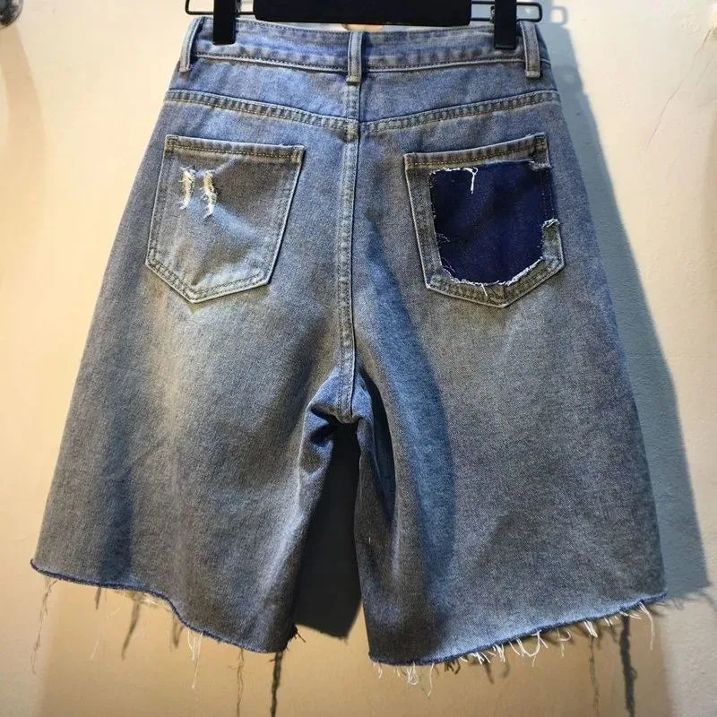2025 여름 반바지 하이웨이스트 청바지 홀 반바지 여 - Embroidery Jeans Sakura 리뷰 및 가격